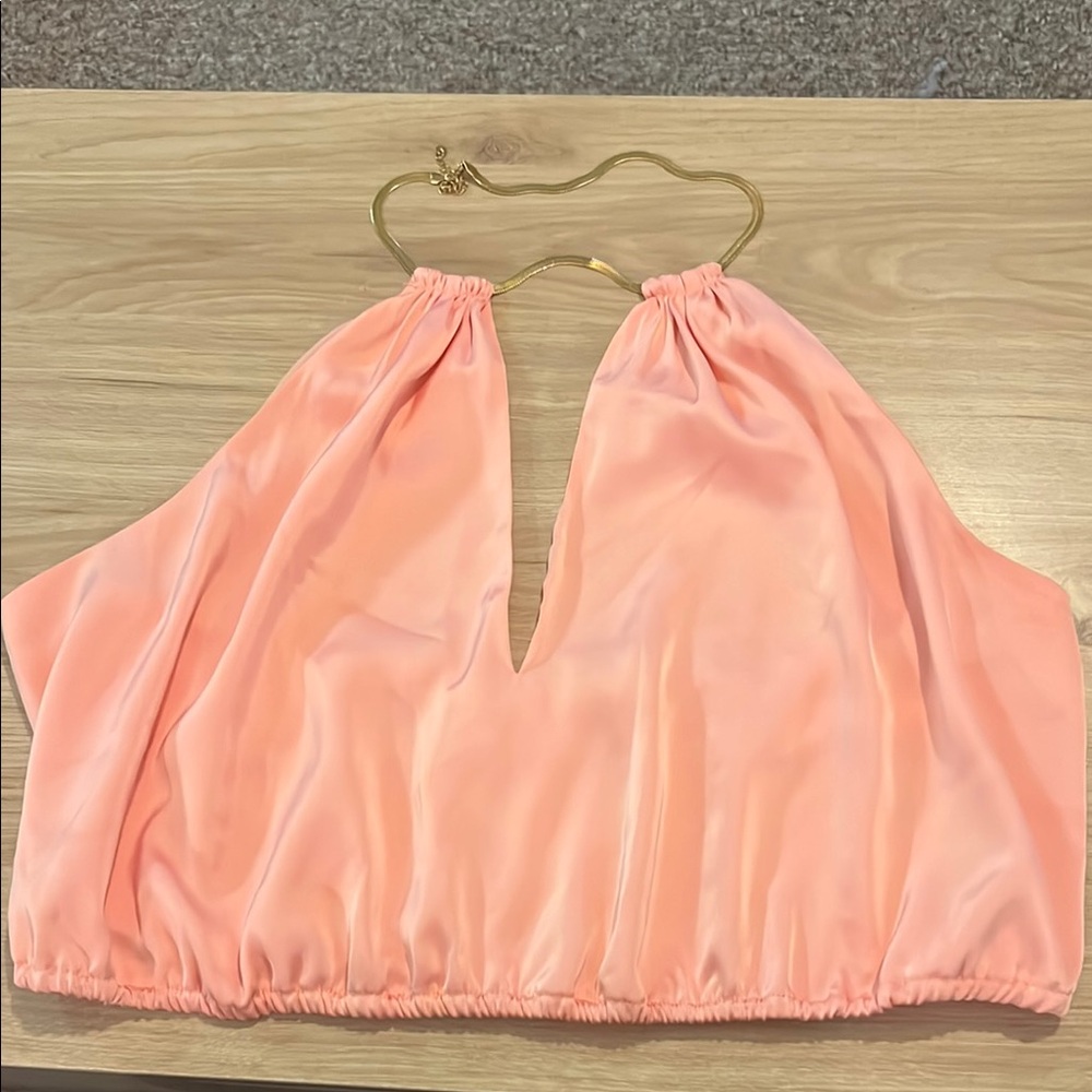 H&M Peach and gold Halter Neck Top